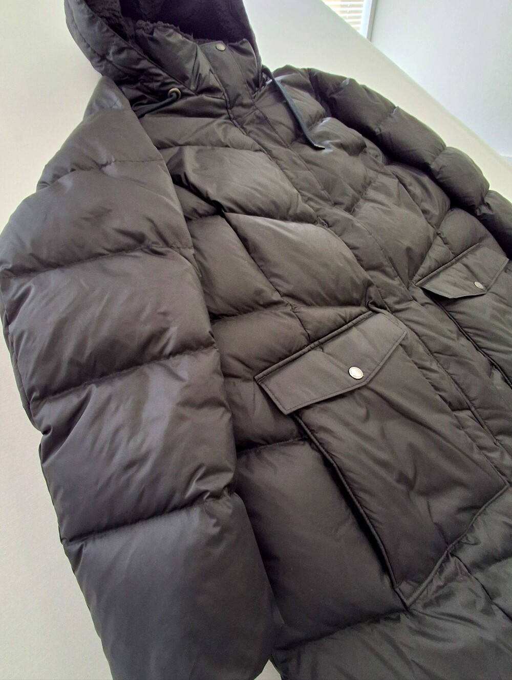 Eddie Bauer Women’s 3X Black Down Puffer Parka Faux Fur Hood Winter Coat - Picture 4 of 15
